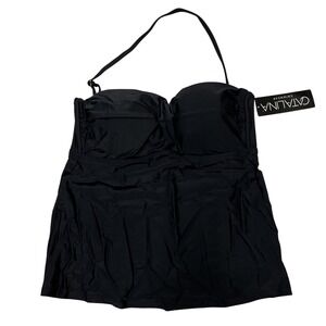 Catalina Tankini Women M Black Twist Front Bandeau Swim Top Classic Beach Resort